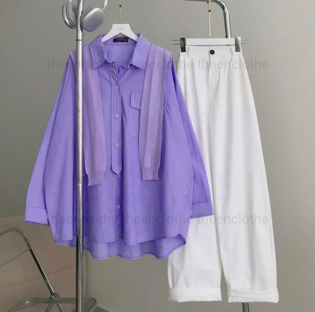 Button Down Shirt & Wide Leg Jeans