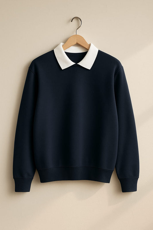 Classic White Collar Sweatshirt
