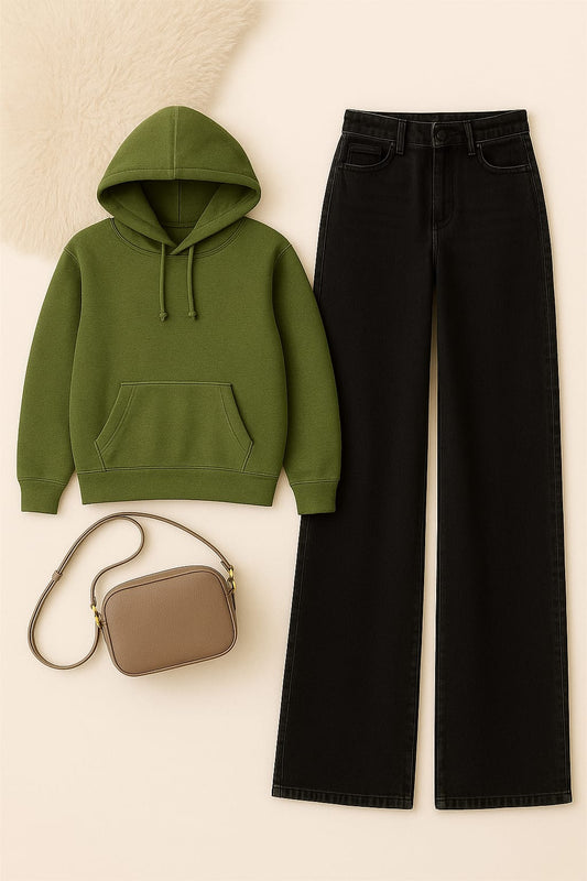Hoodie With Black Wide Leg Jeans