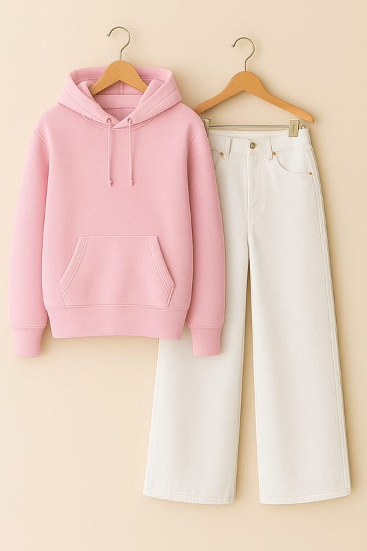 Hoodie With White Wide Leg Jeans