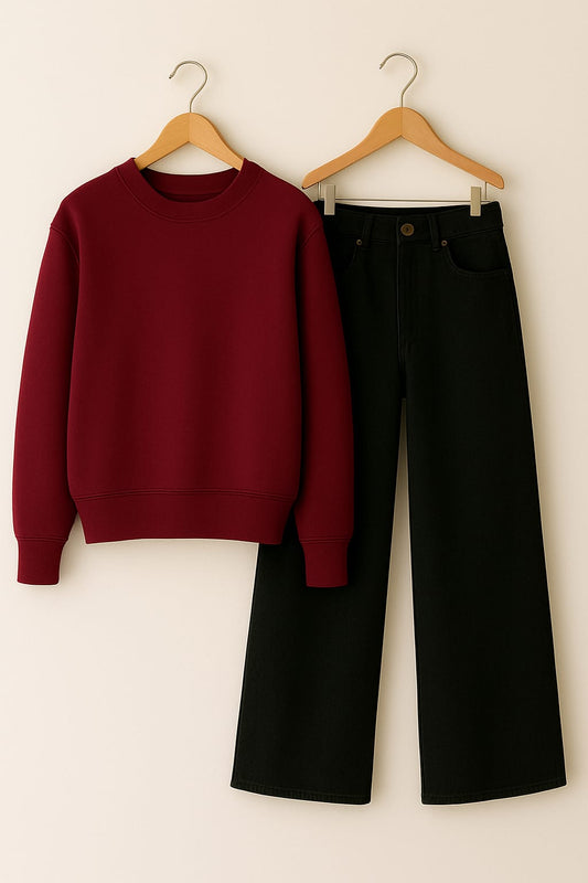 Sweatshirt With Black Wide Leg Jeans