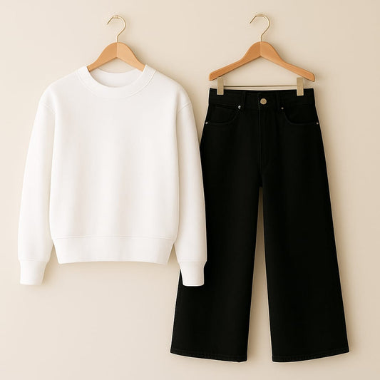 Sweatshirt With Black Wide Leg Jeans