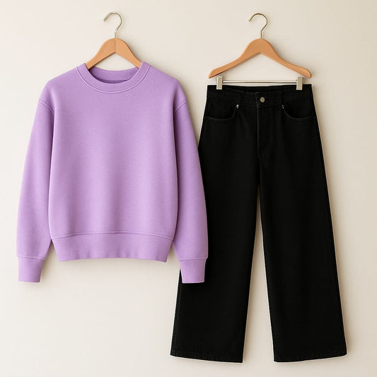Sweatshirt With Black Wide Leg Jeans