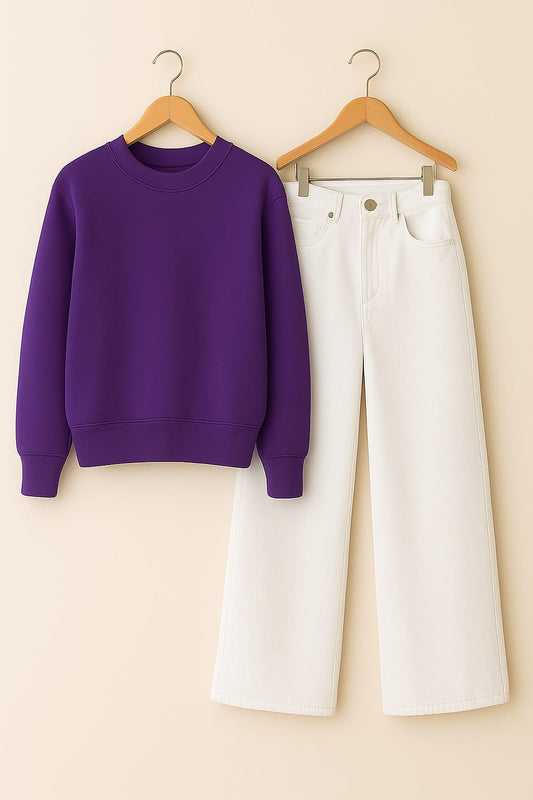 Sweatshirt With White Wide Leg Jeans