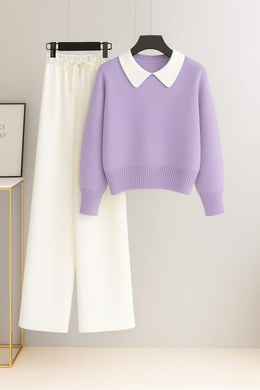 Collar Sweatshirt With White Flapper