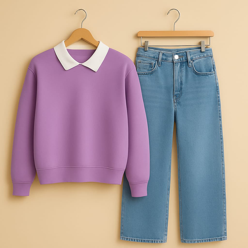 Collared Sweatshirt With Jeans