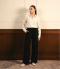 White Button Down Shirt With Black Flapper Trouser