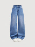 Mid-Blue Vintage Faded Baggy Jeans