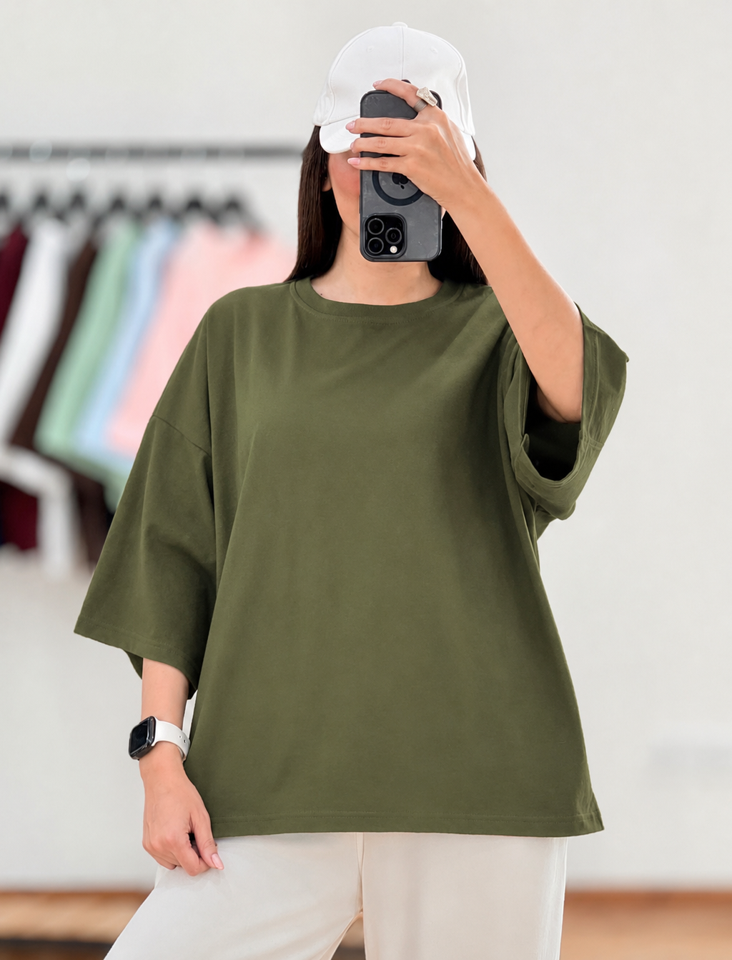 Olive Green Drop Shoulder