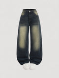 Greenish Black Faded Baggy Jeans