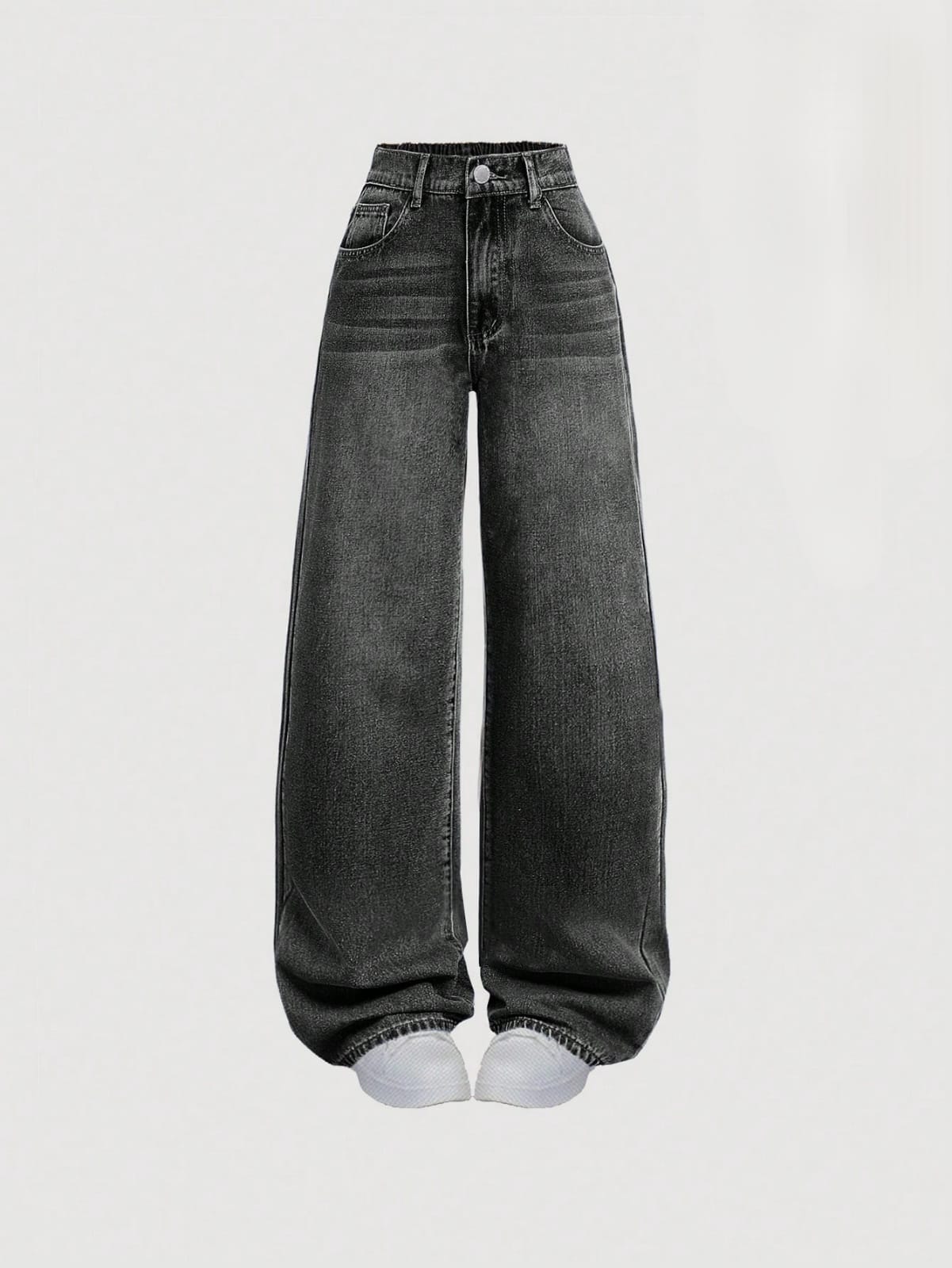 Greyish Black Vintage Faded Baggy Jeans
