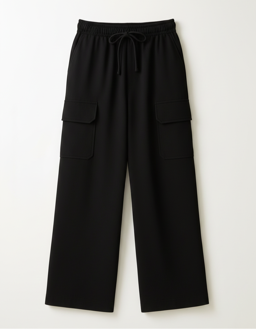 Black Cargo Flapper Trousers