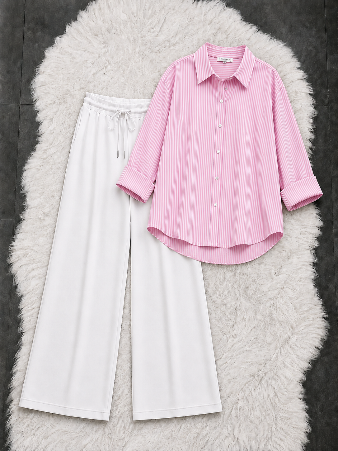 Lining Button Down Shirt With White Flapper Trouser
