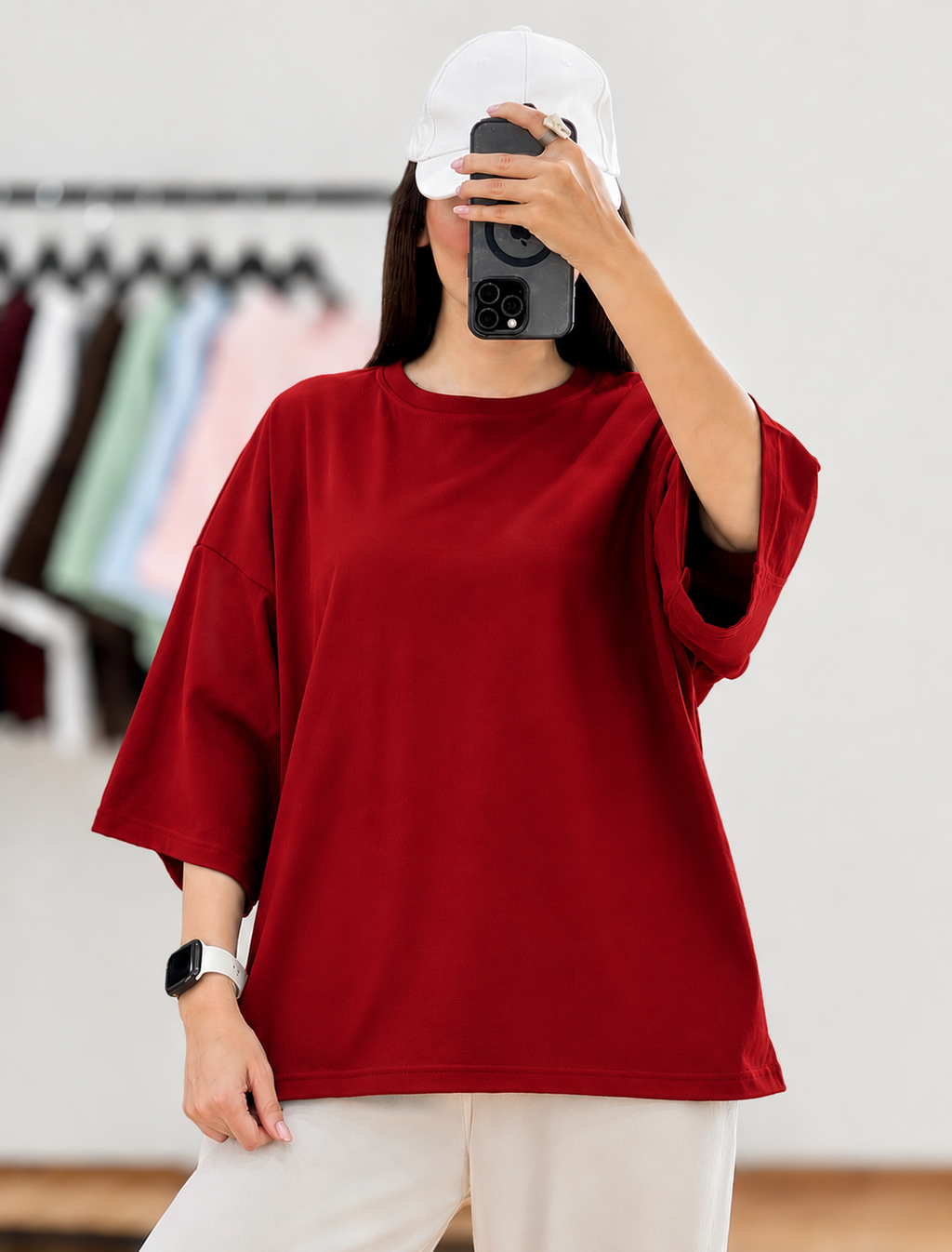 Red Baggy Drop Shoulder