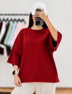 Red Baggy Drop Shoulder