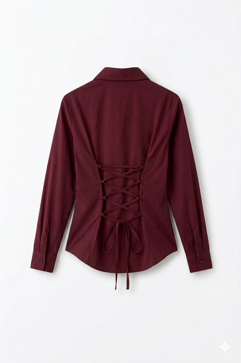 Maroon Fitted Button Down Shirt
