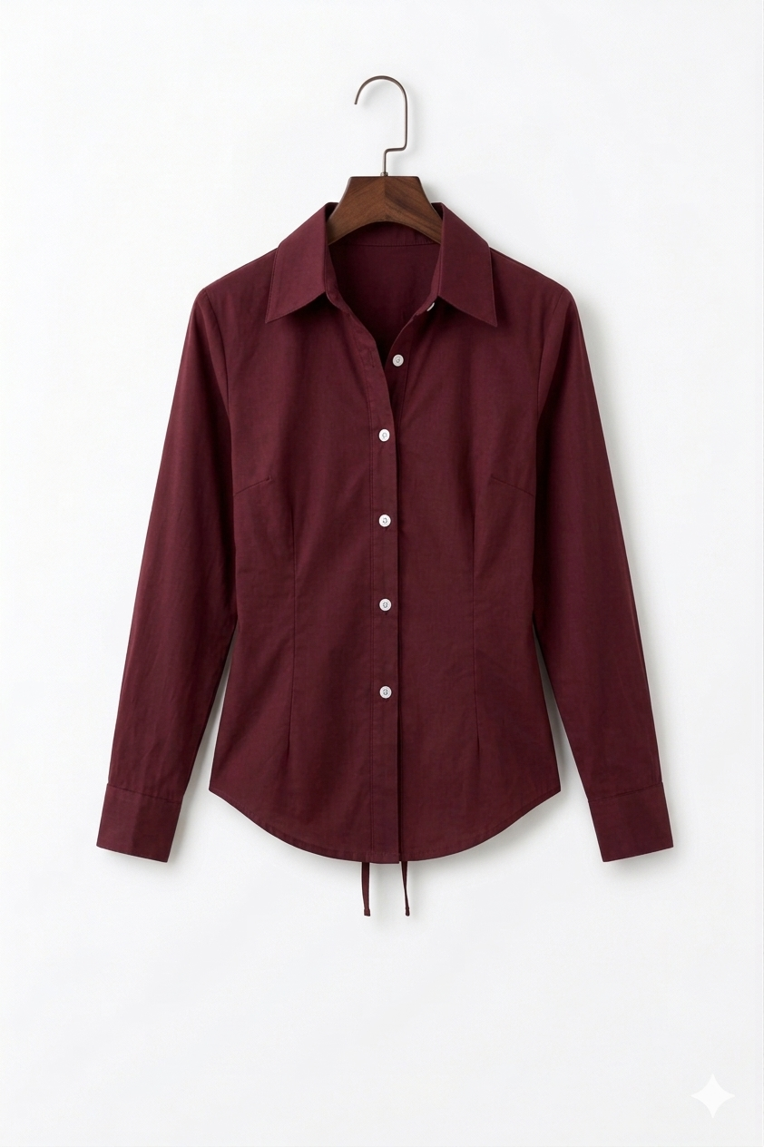 Maroon Fitted Button Down Shirt