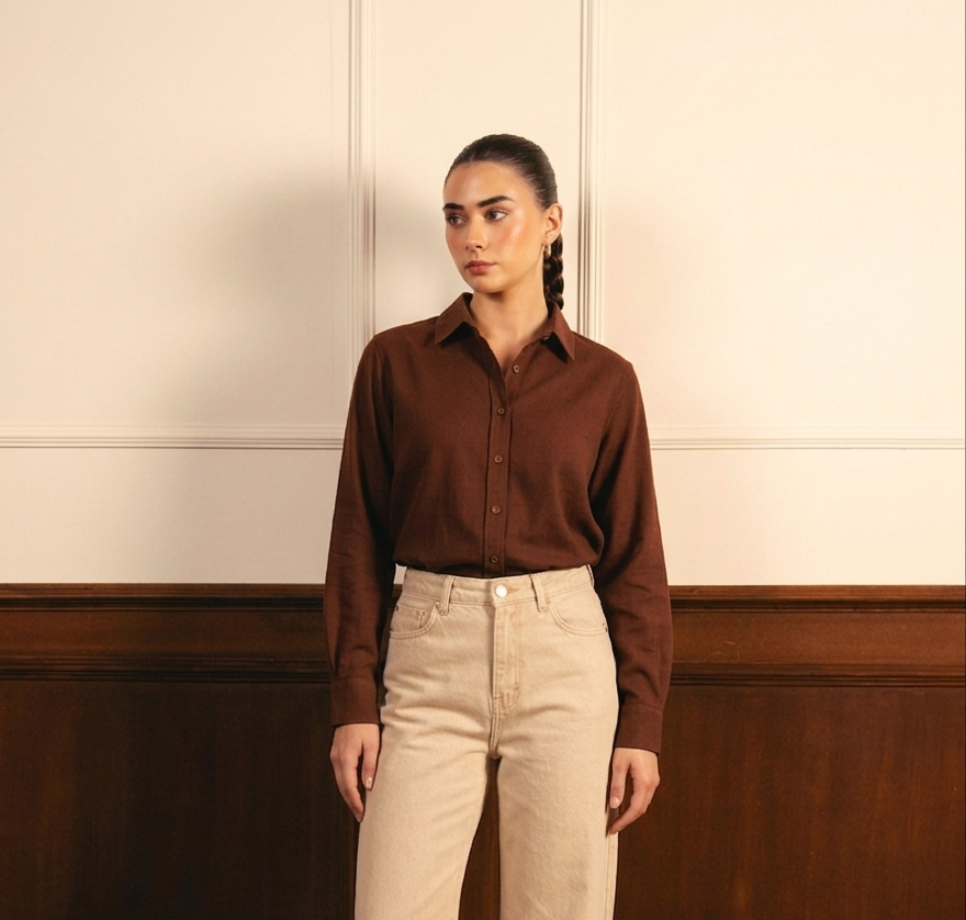 Brown Button Down Shirt