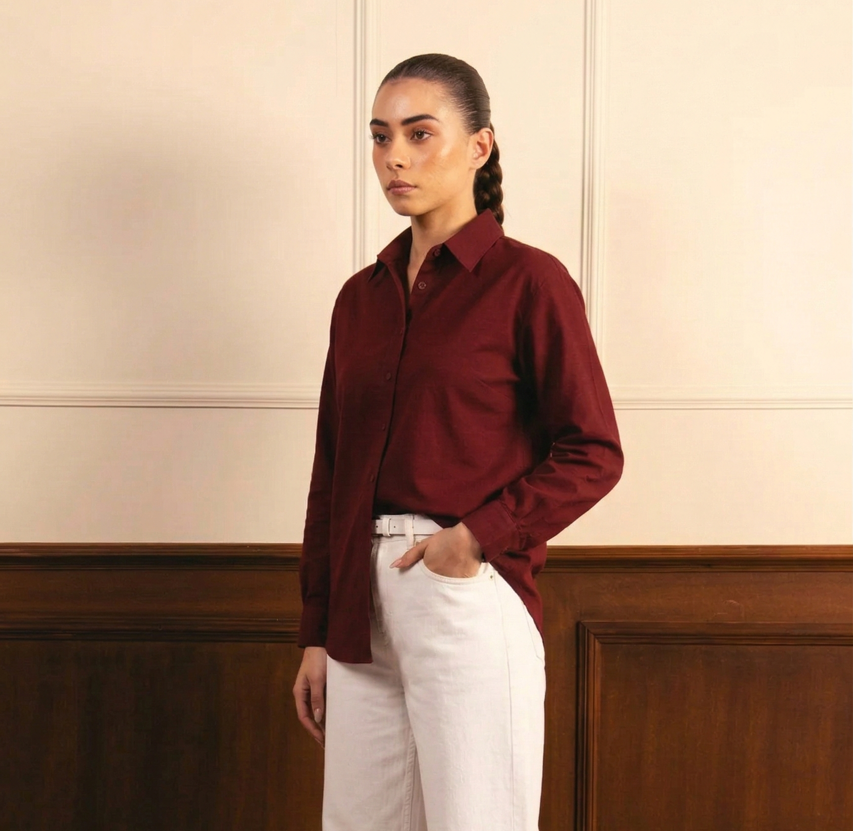 Maroon Button Down Shirt