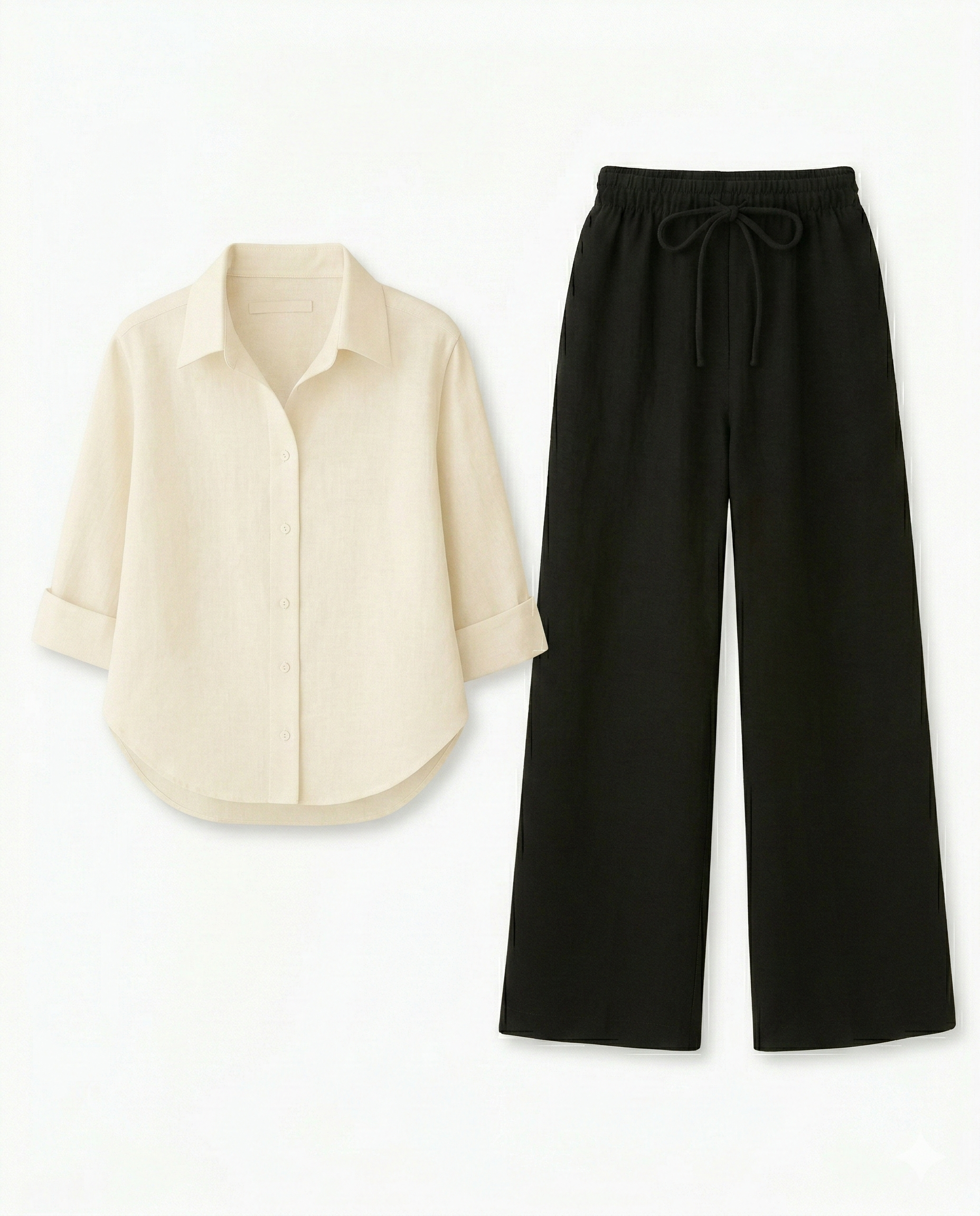 White Button Down Shirt With Black Flapper Trouser