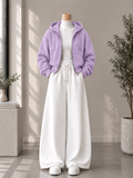 Zipper Hoodie with White High Neck & White Flapper Trouser