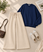 Sweatshirt with Beige Flapper Trouser