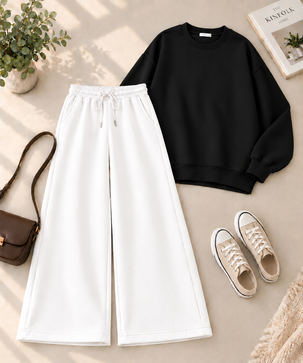 Sweatshirt with White Flapper Trouser