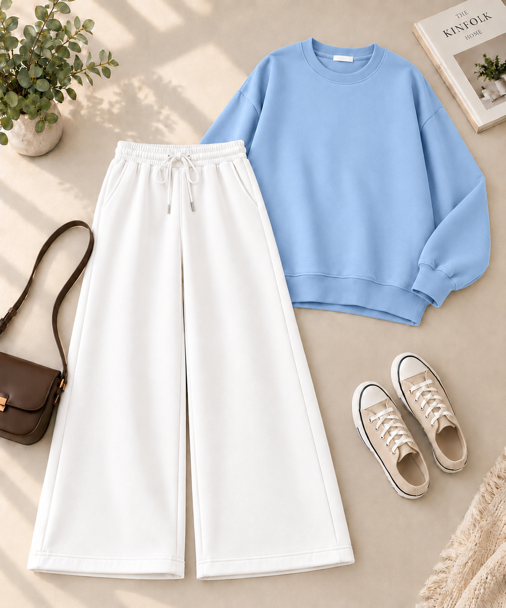Sweatshirt with White Flapper Trouser