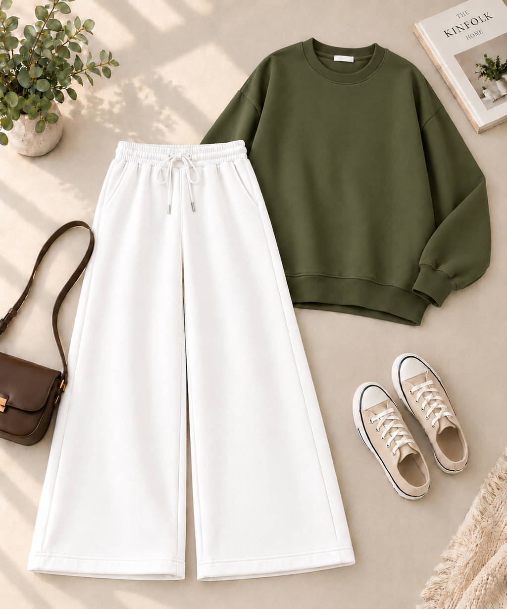 Sweatshirt with White Flapper Trouser