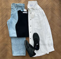 Buttom Down Shirt inner & Wide Leg Jeans