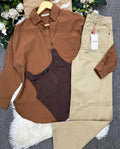 Buttom Down Shirt & Wide Leg Jeans