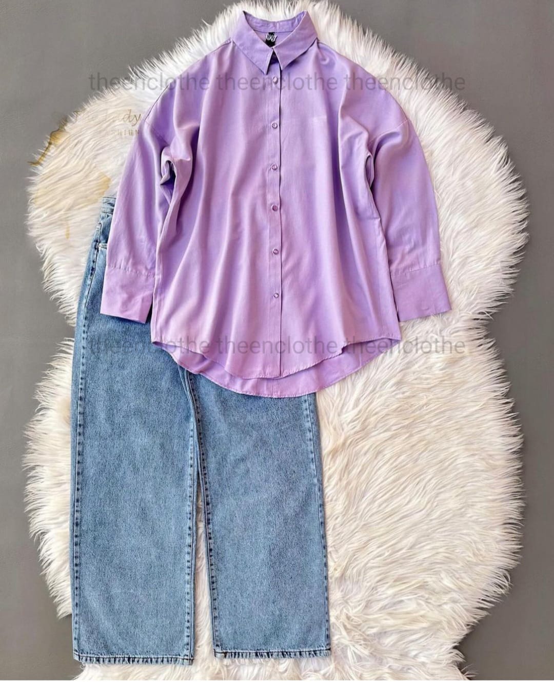 Buttom Down Shirt & Wide Leg Jeans