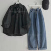 Buttom Down Shirt & Wide Leg Jeans