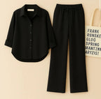 Black Button Down Shirt & Black Flapper Trouser