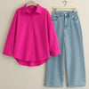 Button Down Shirt & Wide Leg Jeans