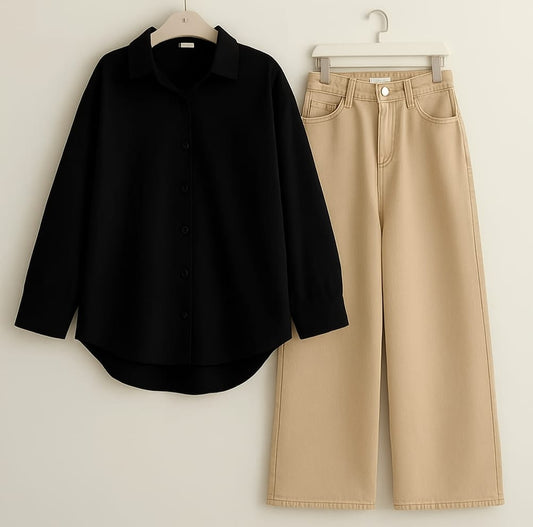 Button Down with Wide Legs