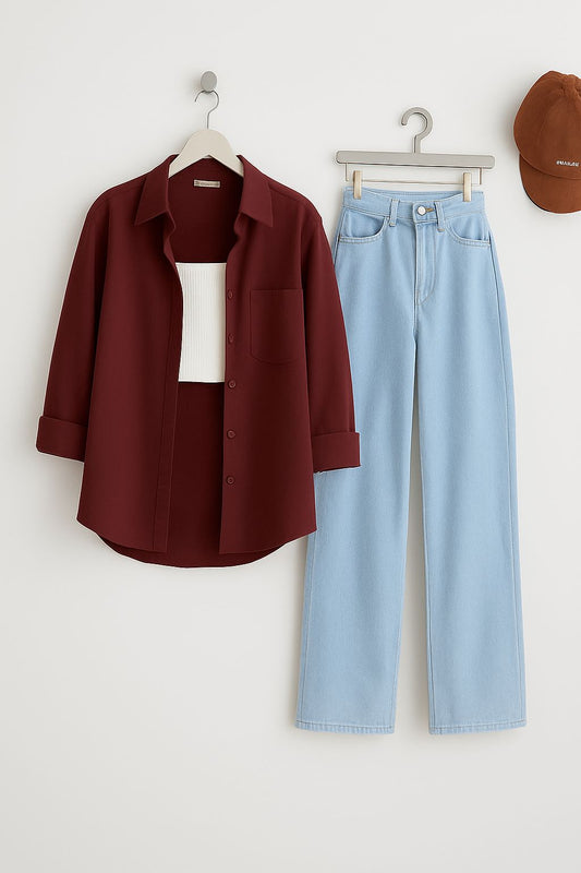 Button Down with Wide Legs
