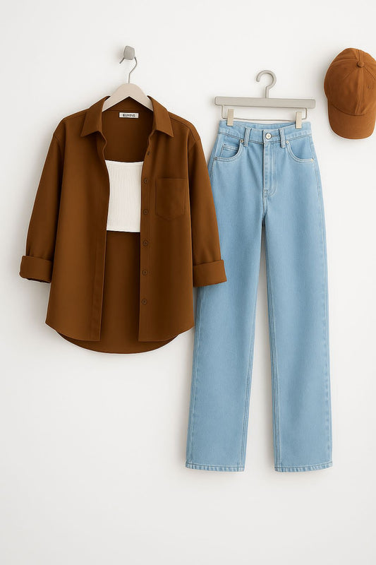 Button Down with Wide Legs