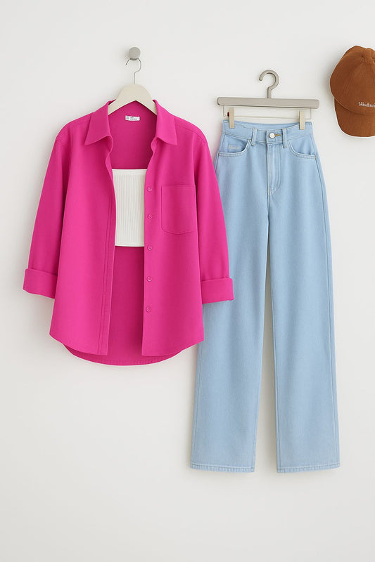 Button Down with Wide Legs