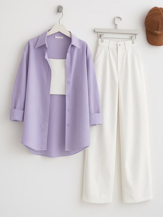 Button Down with Wide Legs
