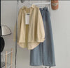 Button Down Shirt & Wide Leg Jeans