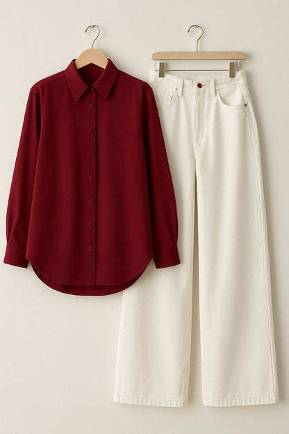 Button Down Shirt WITH Wide Leg Jeans