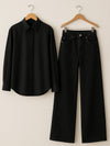 Button Down Shirt & Wide Leg Jeans