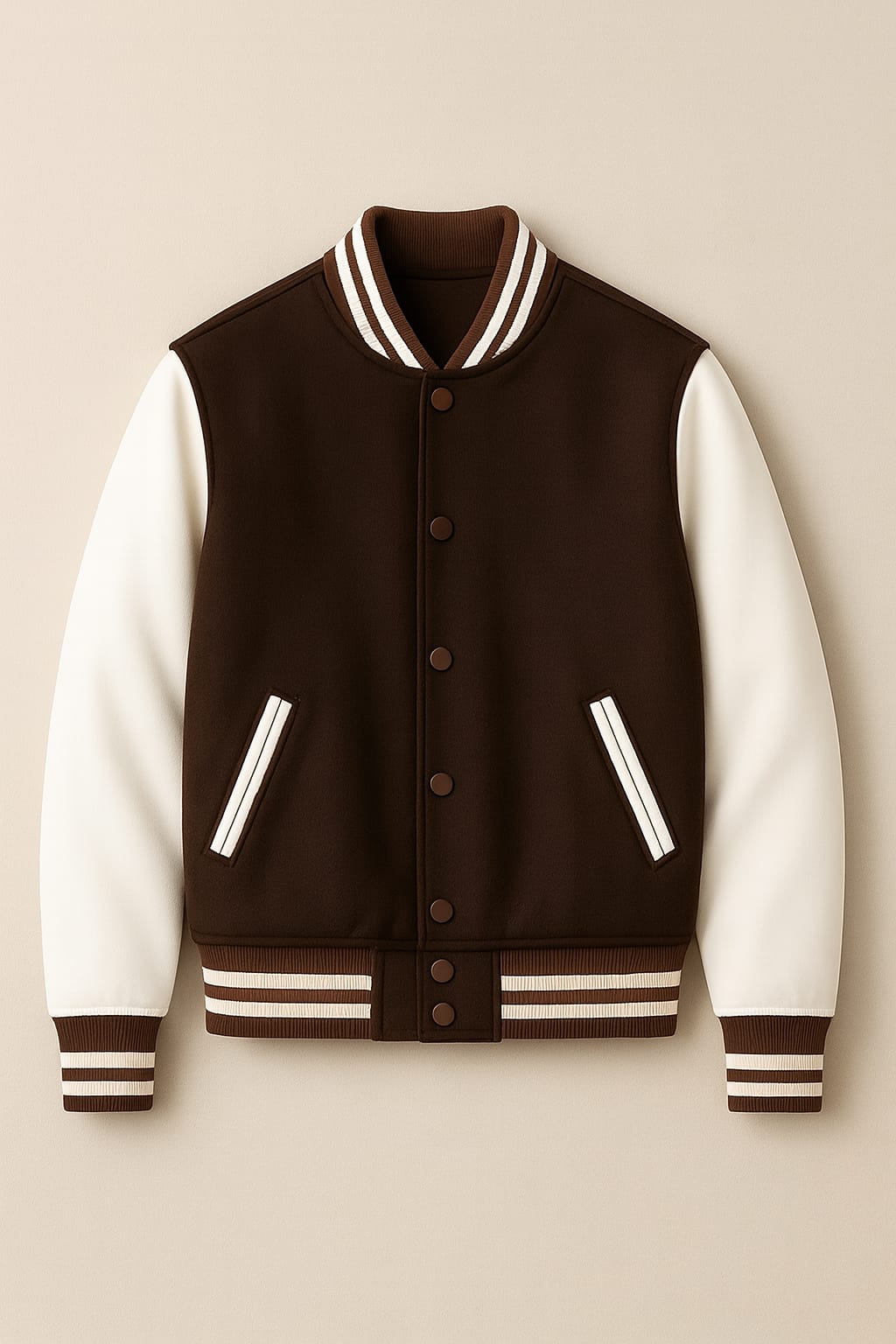 Classic Brown Varsity Baseball Jacket