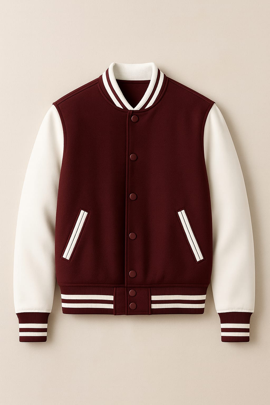 Classic Maroon Varsity Baseball Jacket