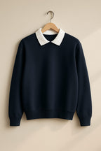 Classic White Collar Sweatshirt