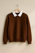 Classic White Collar Sweatshirt