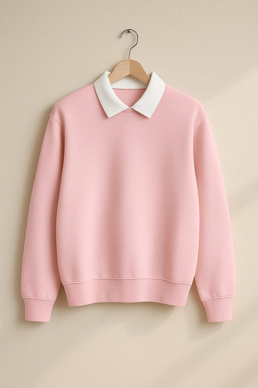 Classic White Collar Sweatshirt