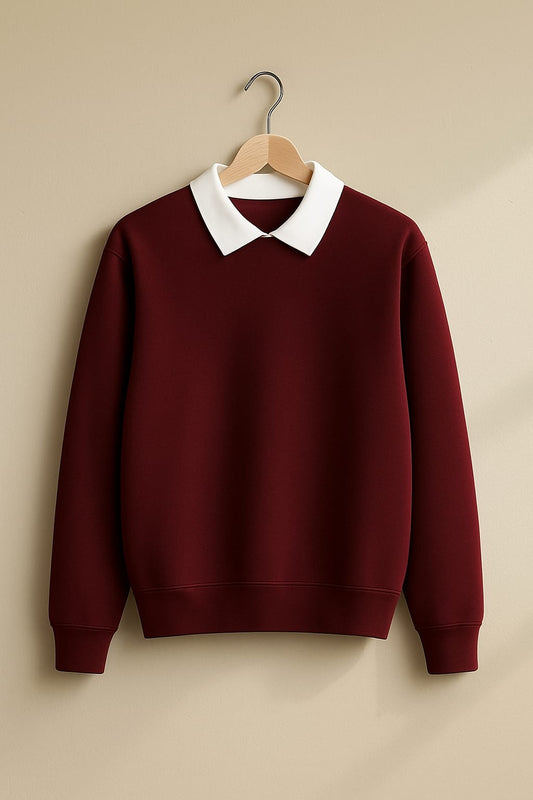 Classic White Collar Sweatshirt