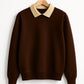 Beige Collar Sweatshirt
